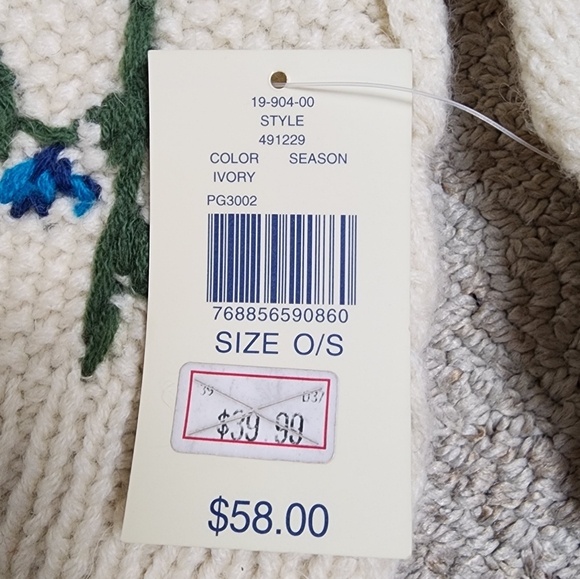 Lord & Taylor Embroidered Knit Wool Scarf - Picture 3 of 4